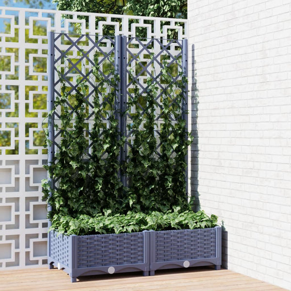 Garden Planter With Trellis Dark Grey 80X40x121.5 Cm Pp Baskets Pots Window Boxes