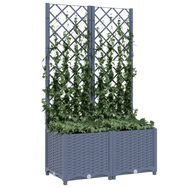 Garden Planter With Trellis Dark Grey 80X40x136 Cm Pp Baskets Pots Window Boxes
