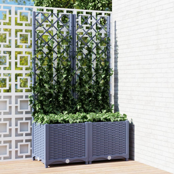Garden Planter With Trellis Dark Grey 80X40x136 Cm Pp Baskets Pots Window Boxes