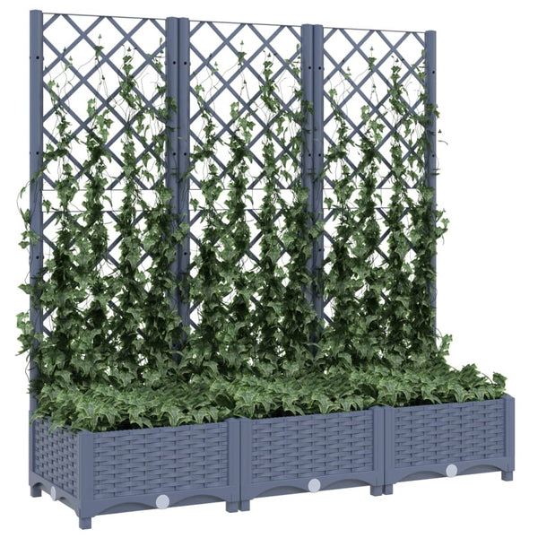 Garden Planter With Trellis Dark Grey 120X40x121.5 Cm Pp Baskets Pots Window Boxes