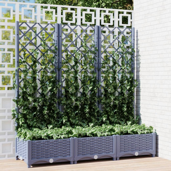 Garden Planter With Trellis Dark Grey 120X40x121.5 Cm Pp Baskets Pots Window Boxes