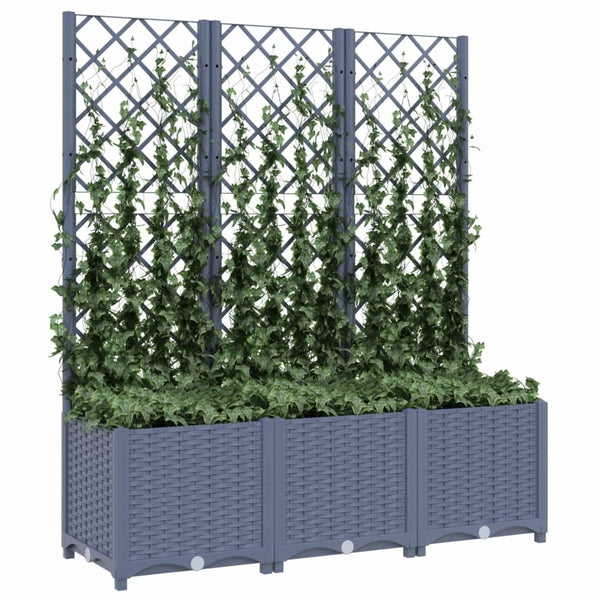 Baskets Pots Window Boxes Garden Planter With Trellis Dark Grey 120X40x136 Cm Pp
