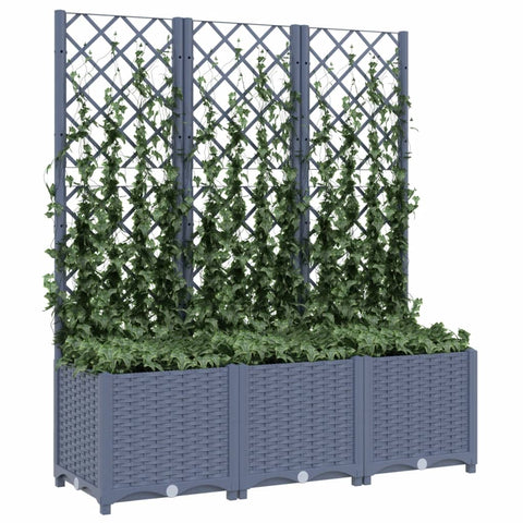 Garden Planter With Trellis Dark Grey 120X40x136 Cm Pp Baskets Pots Window Boxes
