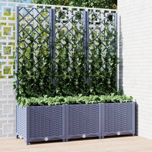 Baskets Pots Window Boxes Garden Planter With Trellis Dark Grey 120X40x136 Cm Pp