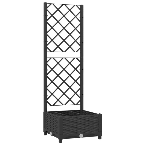 Garden Planter With Trellis Black 40X40x121.5 Cm Pp Planters & Vases