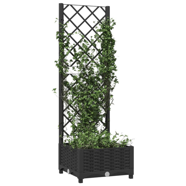 Garden Planter With Trellis Black 40X40x121.5 Cm Pp Planters & Vases