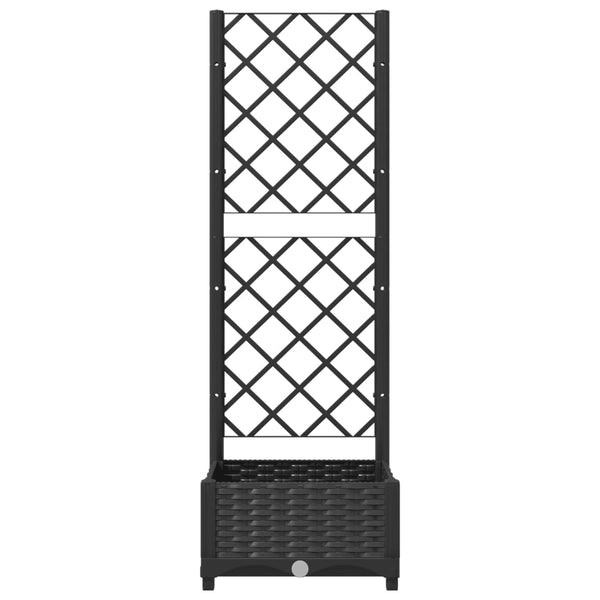 Garden Planter With Trellis Black 40X40x121.5 Cm Pp Planters & Vases