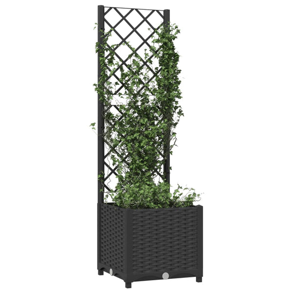 Vidaxl Garden Planter With Trellis Black 40X40x136 Cm Pp Planters & Vases