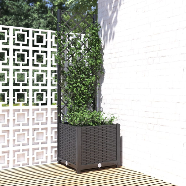 Vidaxl Garden Planter With Trellis Black 40X40x136 Cm Pp Planters & Vases