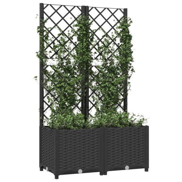 Garden Planter With Trellis Black 80X40x136 Cm Pp Planters & Vases