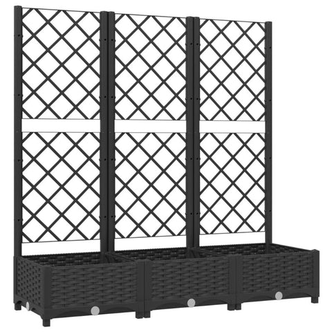 Vidaxl Garden Planter With Trellis Black 120X40x121.5 Cm Pp Planters & Vases