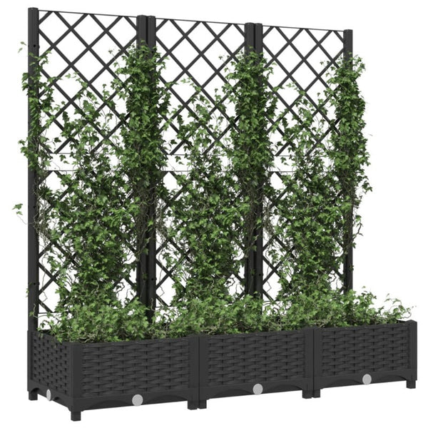 Vidaxl Garden Planter With Trellis Black 120X40x121.5 Cm Pp Planters & Vases