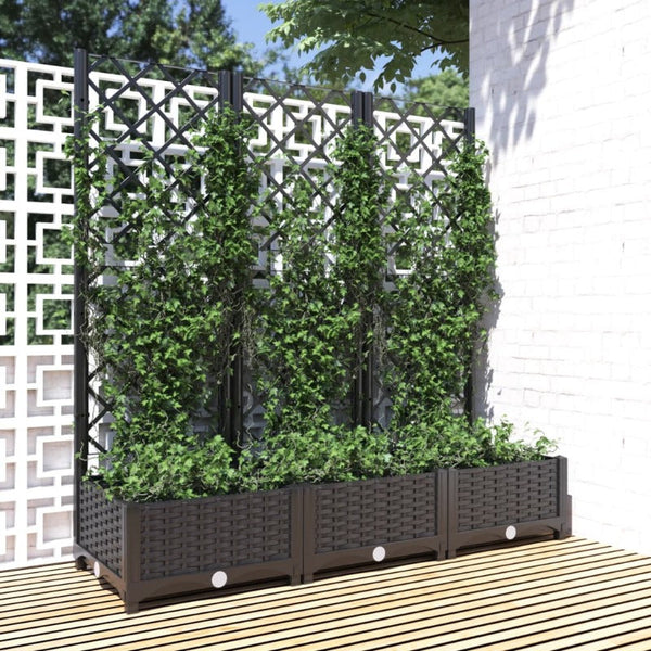 Vidaxl Garden Planter With Trellis Black 120X40x121.5 Cm Pp Planters & Vases