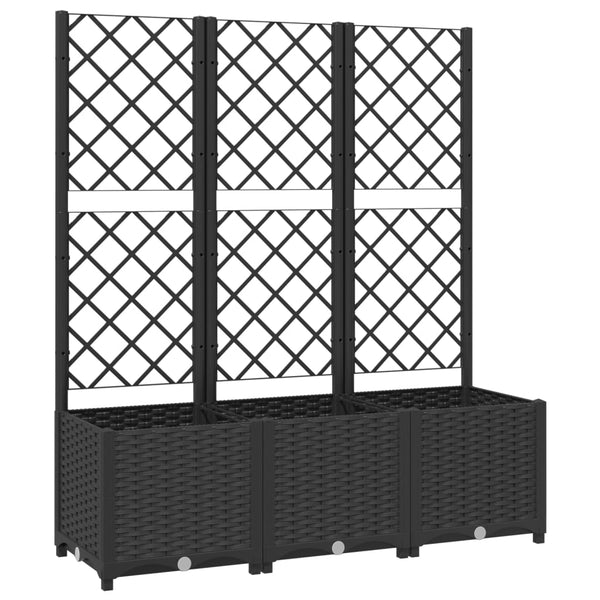 Baskets Pots Window Boxes Garden Planter With Trellis Black 120X40x136 Cm Pp