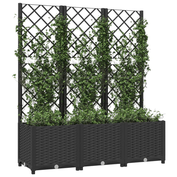 Baskets Pots Window Boxes Garden Planter With Trellis Black 120X40x136 Cm Pp