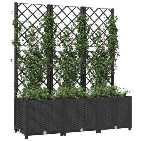 Baskets Pots Window Boxes Garden Planter With Trellis Black 120X40x136 Cm Pp