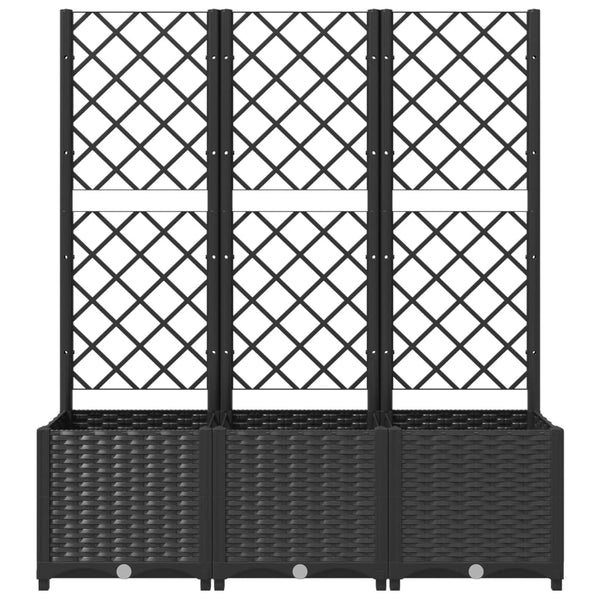Baskets Pots Window Boxes Garden Planter With Trellis Black 120X40x136 Cm Pp