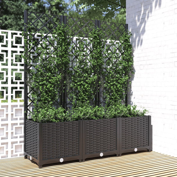 Baskets Pots Window Boxes Garden Planter With Trellis Black 120X40x136 Cm Pp