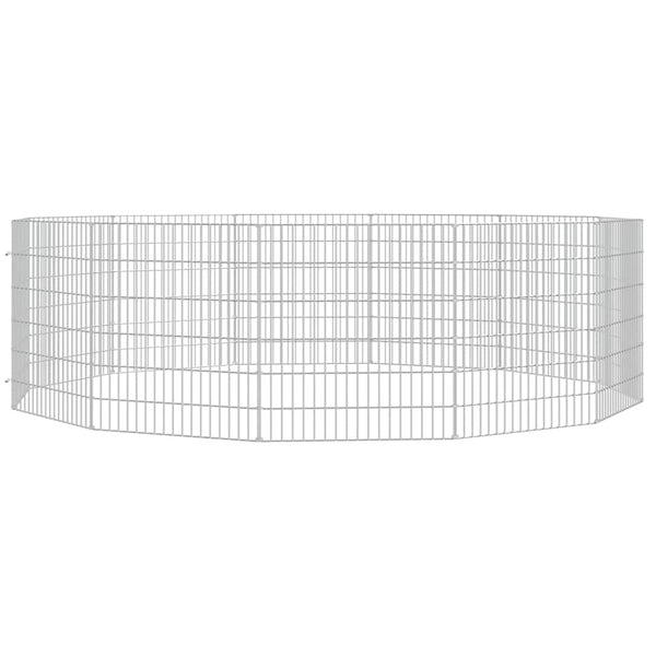 Vidaxl Free Range Animal Enclosure 12 Panel 54X60 Cm Galvanised Iron Small Animal Cages & Hutches