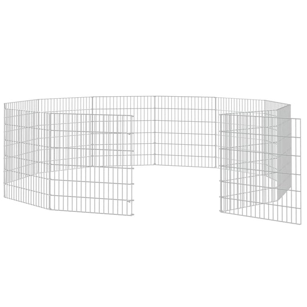 Vidaxl Free Range Animal Enclosure 12 Panel 54X60 Cm Galvanised Iron Small Animal Cages & Hutches