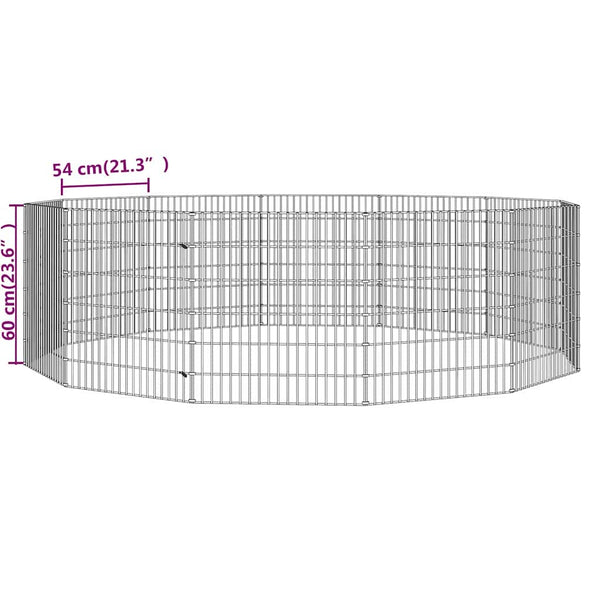 Vidaxl Free Range Animal Enclosure 12 Panel 54X60 Cm Galvanised Iron Small Animal Cages & Hutches