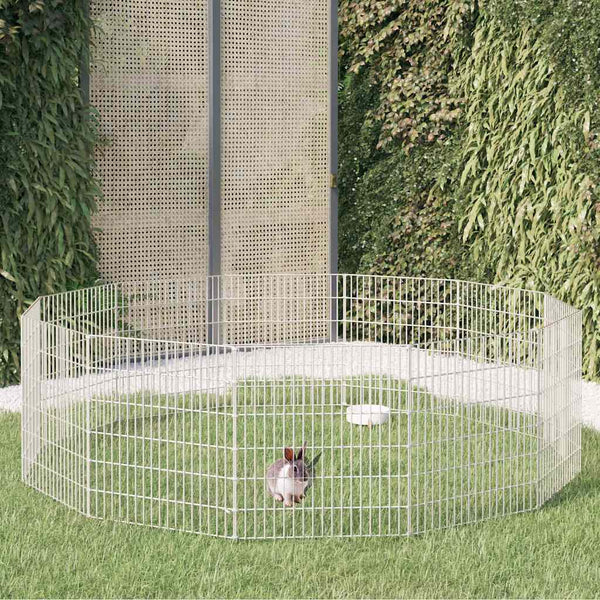 Vidaxl Free Range Animal Enclosure 12 Panel 54X60 Cm Galvanised Iron Small Animal Cages & Hutches