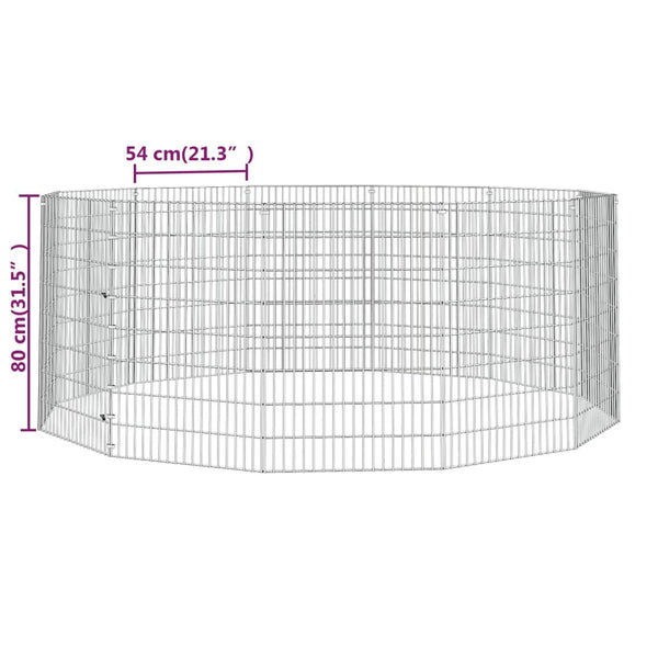 Vidaxl Free Range Animal Enclosure 12 Panel 54X80 Cm Galvanised Iron Small Animal Cages & Hutches