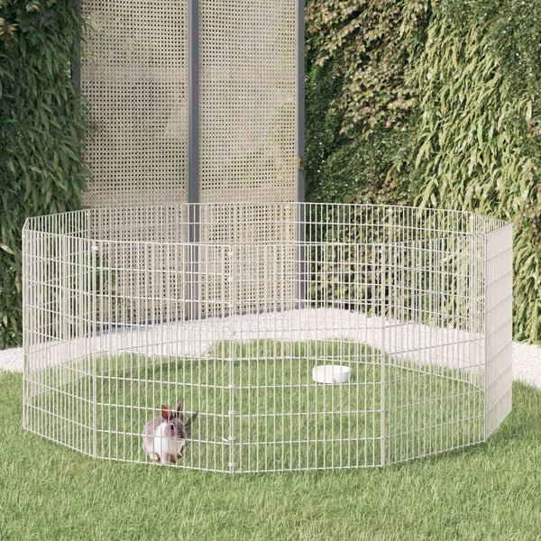 Vidaxl Free Range Animal Enclosure 12 Panel 54X80 Cm Galvanised Iron Small Animal Cages & Hutches