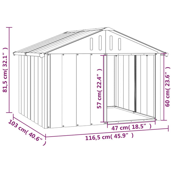 Vidaxl Dog House Anthracite 116.5X103x81.5 Cm Galvanised Steel Dog Kennels