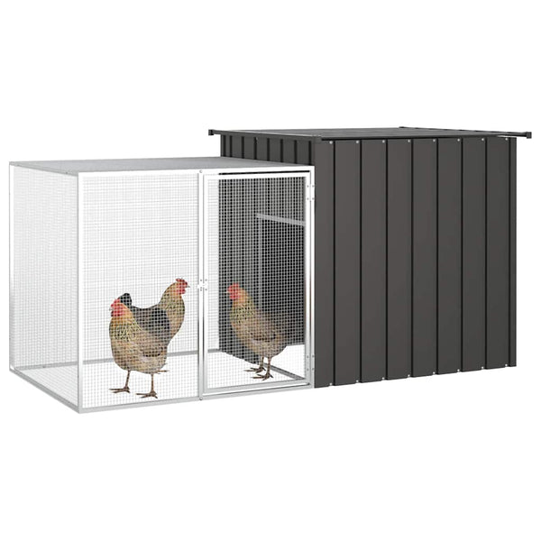 Vidaxl Chicken Cage Anthracite 200X91x100 Cm Galvanised Steel Poultry Cages