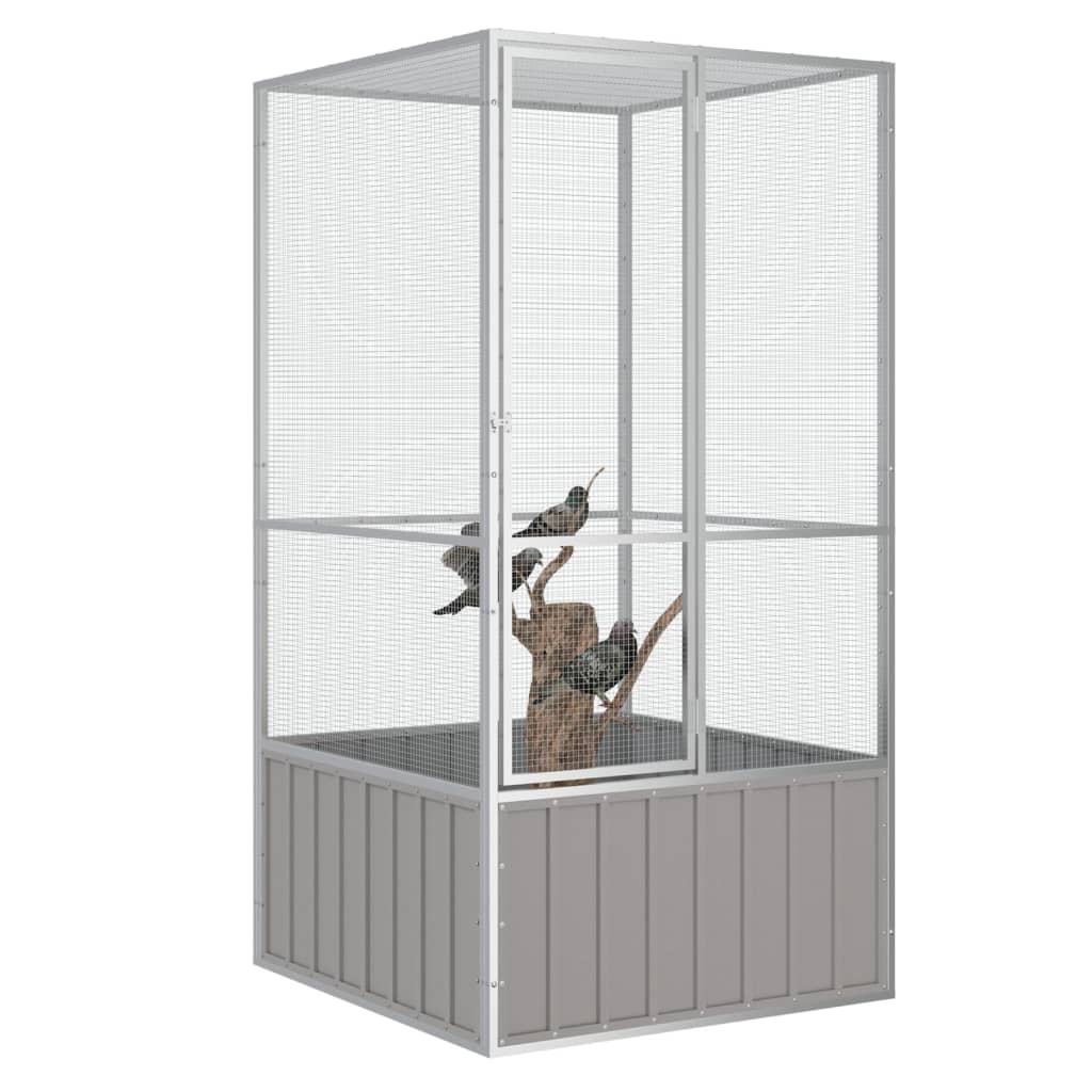Bird Cage Grey 111X107x211.5 Cm Galvanised Steel Bird Cages