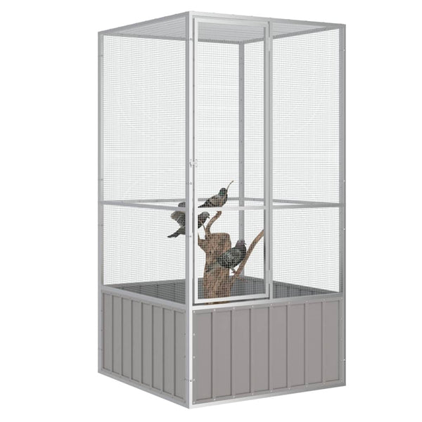Bird Cage Grey 111X107x211.5 Cm Galvanised Steel Bird Cages