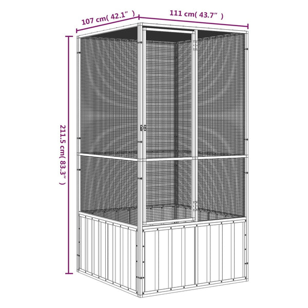 Bird Cage Grey 111X107x211.5 Cm Galvanised Steel Bird Cages