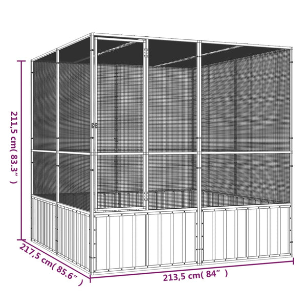 Bird Cage Grey 213.5X217.5X211.5 Cm Galvanised Steel Bird Cages