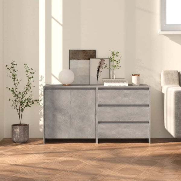2 Piece Sideboard Concrete Grey Engineered Wood Sideboards & Buffets