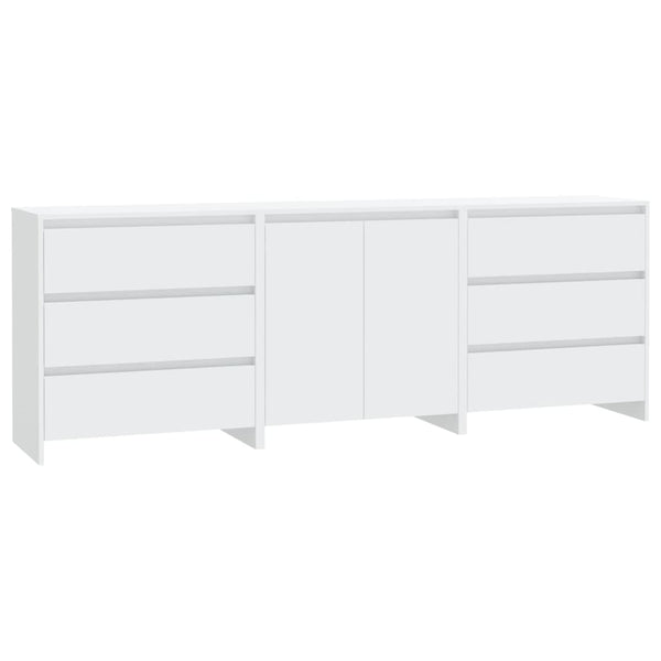 3 Piece Sideboard White Engineered Wood Sideboards & Buffets