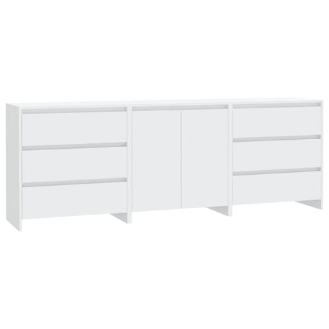 3 Piece Sideboard White Engineered Wood Sideboards & Buffets