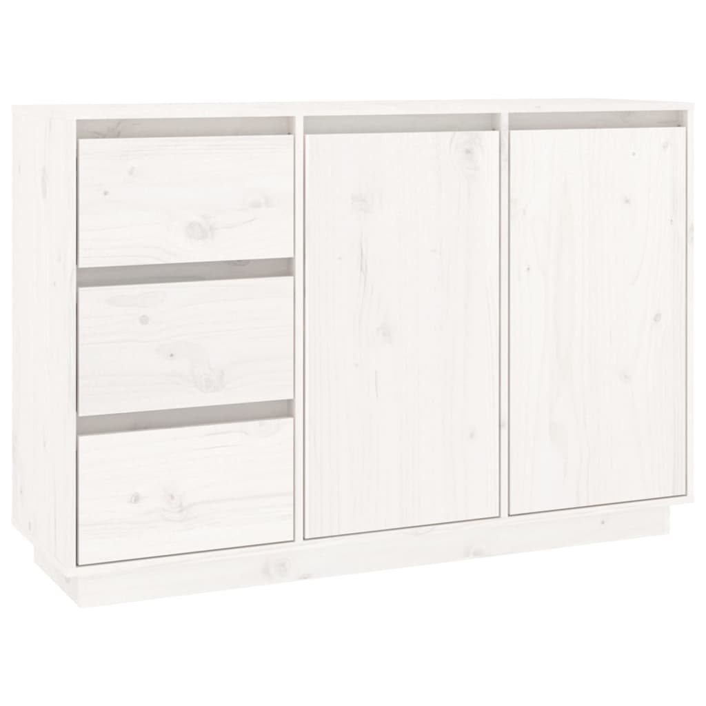Sideboard White 111X34x75 Cm Solid Wood Pine Sideboards & Buffets