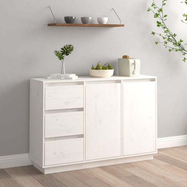 Sideboard White 111X34x75 Cm Solid Wood Pine Sideboards & Buffets