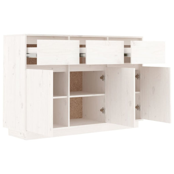 Sideboard White 110X34x75 Cm Solid Wood Pine Sideboards & Buffets
