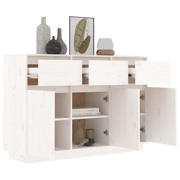Sideboard White 110X34x75 Cm Solid Wood Pine Sideboards & Buffets