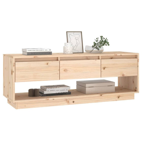 Tv Cabinet 110.5X34x40 Cm Solid Wood Pine