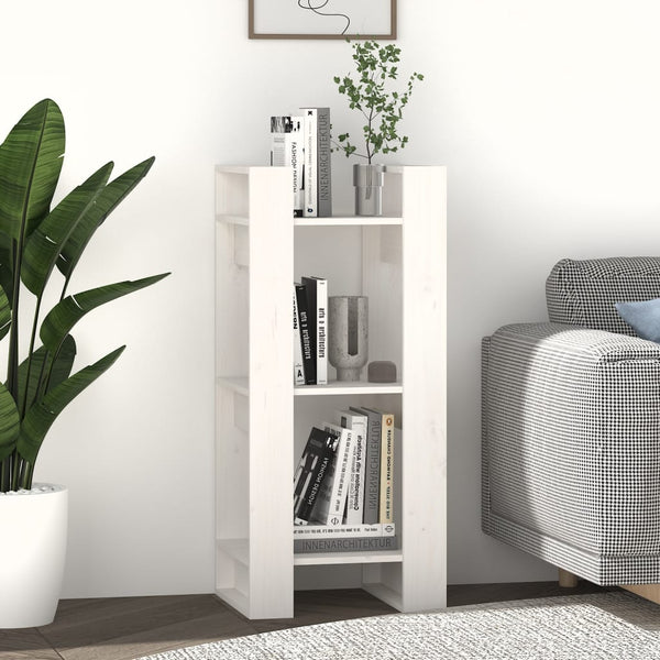 Book Cabinet/Room Divider White 41X35x91 Cm Solid Wood Pine Bookshelves