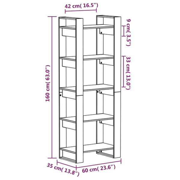 Vidaxl Book Cabinet/Room Divider 60X35x160 Cm Solid Wood Screens & Room Dividers