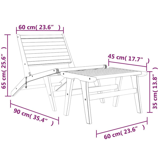 Solid Teak Wood Garden Chair With Detachable Footrest Patio Chairs