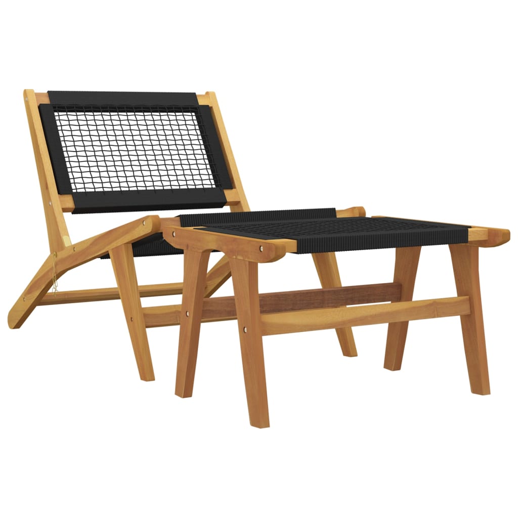 Garden Chair With Footrest Solid Wood Teak And Polyester Patio Chairs