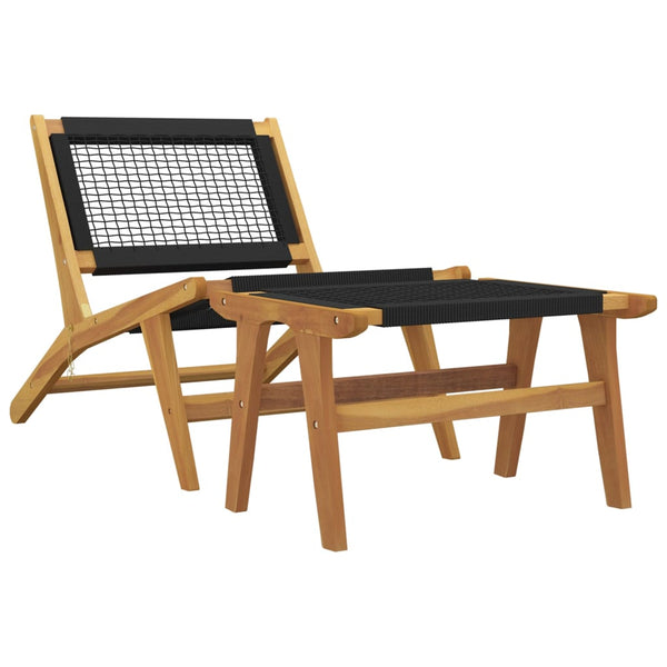 Garden Chair With Footrest Solid Wood Teak And Polyester Patio Chairs