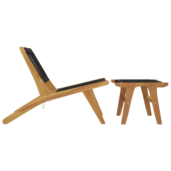 Garden Chair With Footrest Solid Wood Teak And Polyester Patio Chairs