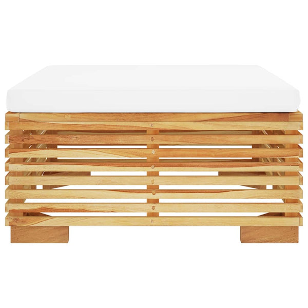 Vidaxl Garden Footrest With Cream Cushion Solid Wood Teak Ottomans Footstools & Poufs