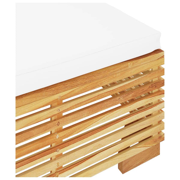 Vidaxl Garden Footrest With Cream Cushion Solid Wood Teak Ottomans Footstools & Poufs